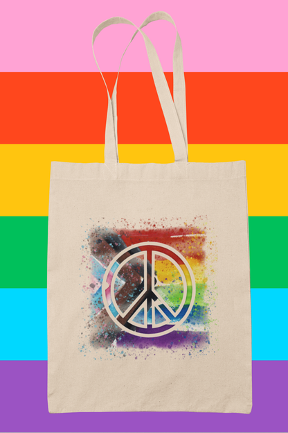 PRIDE 2023 🌈 COLLECTION | “Peace, Pride & Progress” Cotton Canvas Tote Bag